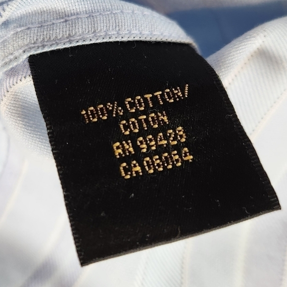 BUGATCHI Uomo Mens L Button Down Shirt Blue White Striped Flip Cuff Contrasting - Picture 7 of 10